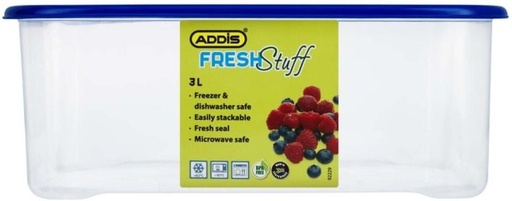 [CNRH27SYM4VUZ5FW] Addis Plastic Fridge Container  - 3000 ml (Blue)