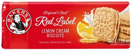 [CKBH4TVCG9QYGFK7] Bakers Red Label Lemon Cream Biscuits Cream Filled Biscuit (200 g)
