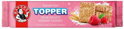 [CKBH4TVCCVKZT5ZW] Bakers Topper Raspberry Flavoured Biscuits Cream Filled Biscuit (125 g)