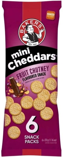 [CKBHFU62UDQW6DZG] Bakers Mini Cheddars Fruit Chutney Flavoured Cheeselets (33 g)