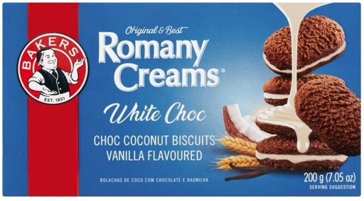 [CKBHFU62PQZGKZXG] Bakers Romany Creams White Choc Coconut Biscuit Cream Filled Biscuit (200 g)