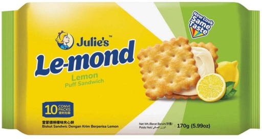 [CKBHFU63CFQNJWZ9] Julie'S Le-mond Lemon Puff Cream Sandwich Biscuit (179 g)