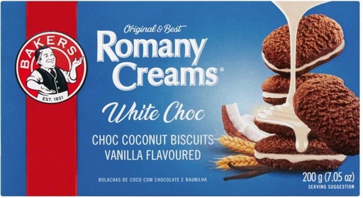 [CKBHFU62JNMGZHHN] Bakers Romany Creams White Choc Coconut Biscuit Cream Filled Biscuit (2400 g, Pack of 12)