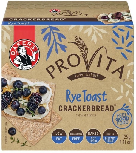[CKBHFU62MUB9DNVA] Bakers Provita Rye Toast Crackerbread Bakery Biscuit (125 g, Pack of 12)
