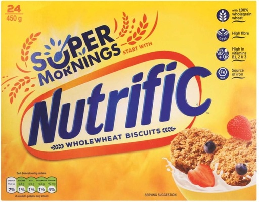 [CKBHFU63NNVJDMKG] Alpen Nutrific Whole Wheat High Fiber Biscuit (450 g, Pack of 24)