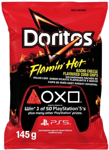 [CPSHFS7YCFQZ8J48] Doritos Flamin Hot Nacho Cheese Flavoured Corn Nachos (1 x 145 g)