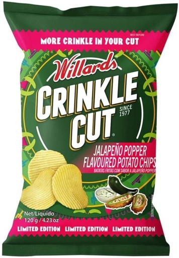 [CPSH4S5FBCCUSEJA] Willards Crinkle Cut Jalapeno Popper Flavoured Potato Chips (1 x 125 g)