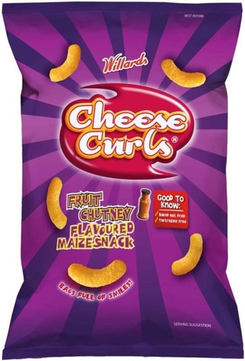 [CPSH7M5NU6YTYS3K] Willards Cheese Curls Fruit Chutney Maize Snack (1 x 90 g)