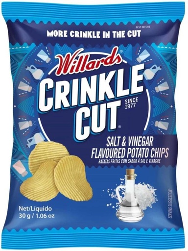 [CPSH4S5FPSFZFFXY] Willards Crinkle Cut Salt & Vinegar Flavoured Potato Chips (48 x 30 g)