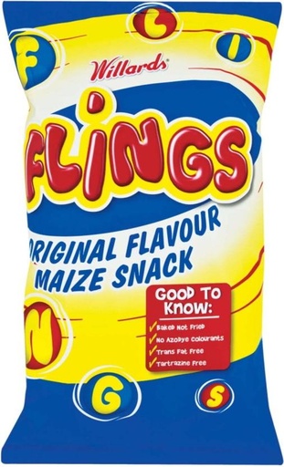 [CPSHFS7Y7RTMHYYP] Willards Flings Maize Snack Puffcorn (16 x 150 g)