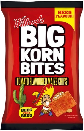 [CPSH4S5FBZWMGJGG] Willards Big Corn Bites Tomato Flavoured Maize Nachos (18 x 120 g)
