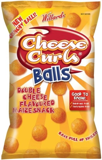 [CPSH4S5FZX8HPMEF] Willards Double Cheese Flavoured Curls Balls Puffcorn (1 x 100 g)