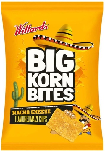[CPSH4S5F3DXHFGG7] Willards Big Corn Bites Cheese Flavour Maize Nachos (48 x 50 g)