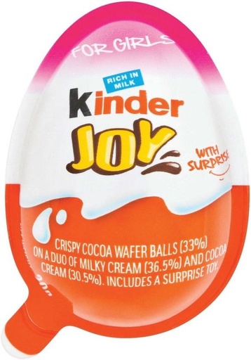 [CHOH26PHZEN2HHWA] Kinder Joy For Girls with Surprise Toy Milk Chocolate Fudges (20 g)
