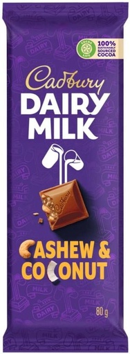 [CHOH26PHHBPUYBC5] Cadbury Dairy Milk Cashew and Coconut Milk Chocolate Slabs (80 g)