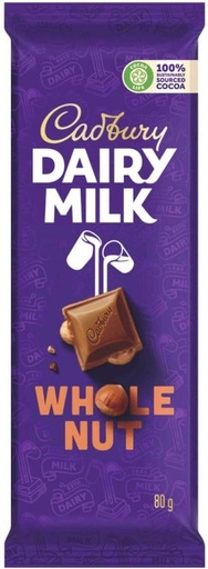 [CHOH26PH9DWTUGW5] Cadbury Dairy Milk Whole Nut Milk Chocolate Slabs (24 x 80 g)