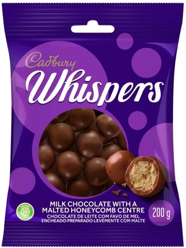 [CHOH26PGYBJUWFME] Cadbury Whispers Coated Malted Honeycomb Milk Chocolate Bites (200 g)