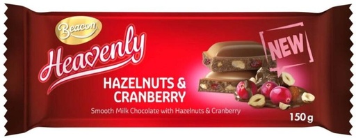 [CHOH26PZK4HHHK6K] Beacon Heavenly Hazelnuts and Cranberry Crunch Milk Chocolate Slabs (150 g)