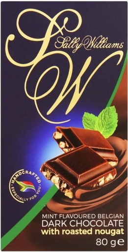 [CHOH26QBBUZKZVZH] Sally Williams Mint Flavoured Dark Chocolate with Roasted Nougat Dark Chocolate Slabs (80 g)
