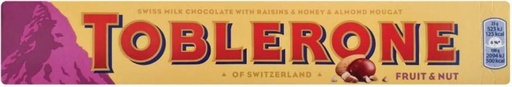 [CHOH26QBMSJWNVGE] Toblerone Swiss Milk Chocolate Raisins Honey Almond Nougat Fruit and Nuts Chocolate Slabs (20 x 100 g)
