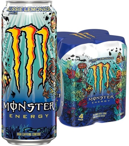 [ESMHFS9DJHWDB9GJ] Monster Aussie Lemonade Style Energy Drink (Lemonade Flavoured, 500 ml)