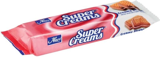 [CKBHFU62CTR43YRY] Henro Super Creams Strawberry Cream Filled Biscuit (125 g, Pack of 12)