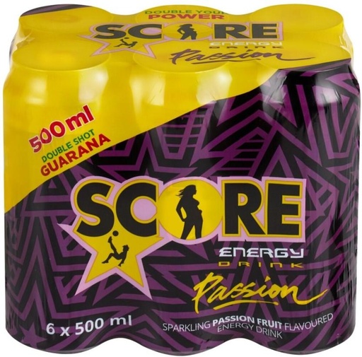 [ESMH26TWRWC6TDGP] Score Sparkling Passion Fruit Flavoured Energy Drink (Passion Fruit Flavoured, 6 x 500 ml)