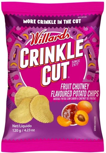 [CPSH4S5FQMKXJYJW] Willards Crinkle Cut Fruit Chutney Flavoured Potato Chips (20 x 120 g)