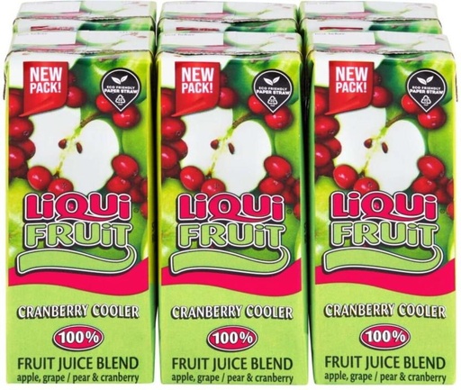 [DKJH26TJPTYECMNX] Liqui Fruit Cranberry Cooler 100% Fruit Juice Blend (6 x 200 ml)