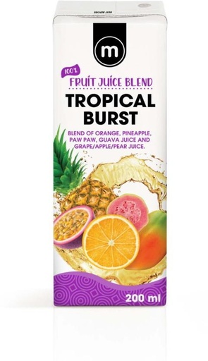 [DKJHFRU4BKAVNN4H] M Tropical Burst 100% Fruit Juice Blend (24 x 200 ml)