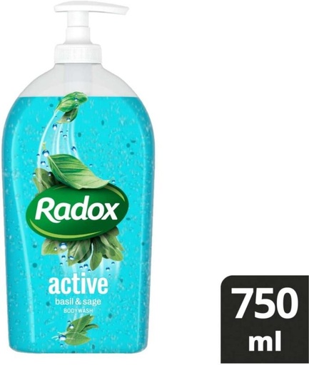 [BDWHFTE9GN3YG6YZ] Radox Active Basil & Sage Body Wash Body Wash (6 x 750 ml)