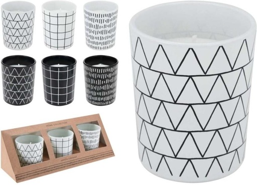 [CNDH7RJQ4CHX3FRZ] Excellent Houseware 3 Piece Onyx Candle in Printed Glass Set (Black, White, Pack of 3)