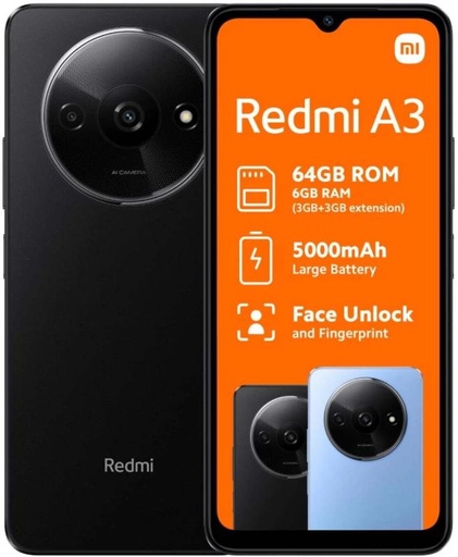 [MOBH7TZFK5ZDV9FZ] Xiaomi 64GB Redmi A3 DS BLACK (Black, 64 GB) (4 GB RAM)
