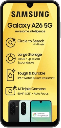[MOBHBB3SGFNXP6AD] Samsung Galaxy A26 5G (Light Green, 128 GB) (6 GB RAM)