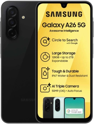 [MOBHBB3SHQDZCVQN] Samsung Galaxy A26 5G (Black, 128 GB) (6 GB RAM)