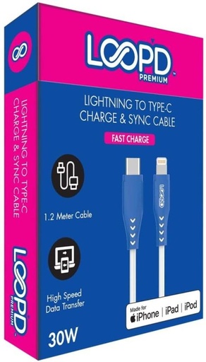 [DTCH2BS2SMVYWMMB] Body Glove USB Type C To Lightning 1.2 m MFI to Type C Cable (Compatible with Mobile, Tablet, Blue, One Cable)