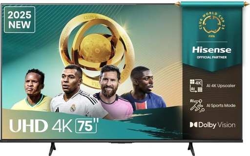 [TVLHDGAU3KXGXCZJ] Hisense 190.5 cm (75 inch) LED Ultra HD (4K) VIDAA TV 2025 Edition