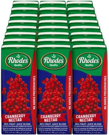 [DKJHCRNGXNXTXQNB] Rhodes Cranberry Nectar 46% Fruit Juice Blend (24 x 200 ml)