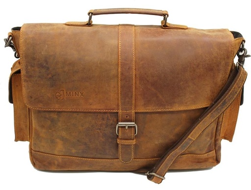 [BAGH5AM89BNPXZCM] Minx Dominician Leather Laptop Bag Messenger Bag (Brown, 9 L)