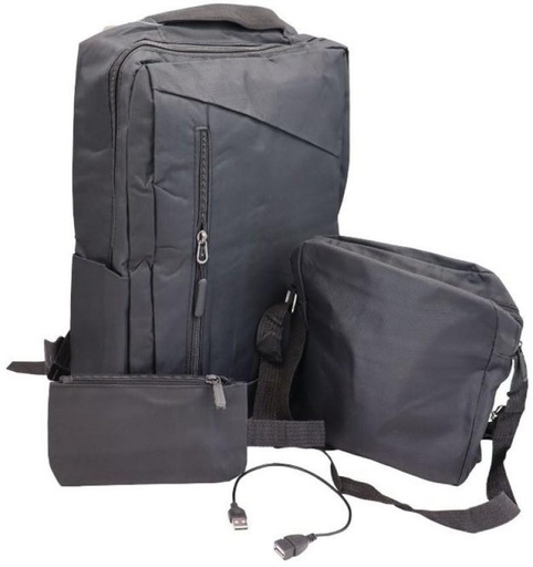 [BPKH6ZJ2GHE3QVGX] per 3-Piece Laptop Backpack Set With USB Charging Port Laptop Backpack (Black)