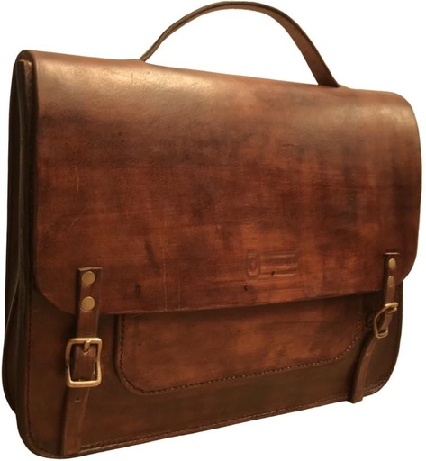 [BAGHE4HGJPMBFH6G] Leather Laptop Bag Laptop Briefcase Waterproof Messenger Bag (Brown, 10 L)