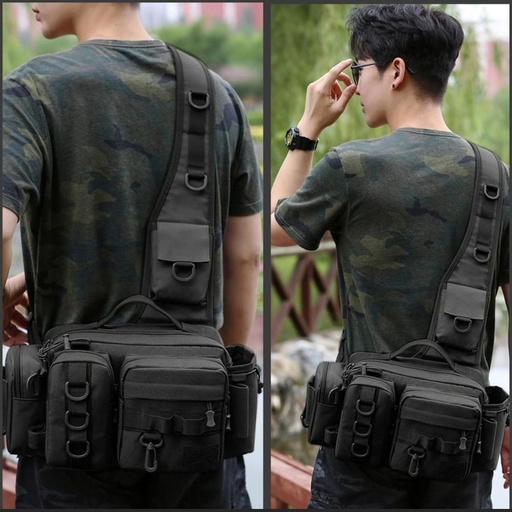 [BAGHCJQQ6E5ZQCK4] ALANES Adjustable Fishing Tackle Bag Fishing Gear Bag Waterproof Storage Bag - Black Waterproof Backpack (Black, 15 inch)