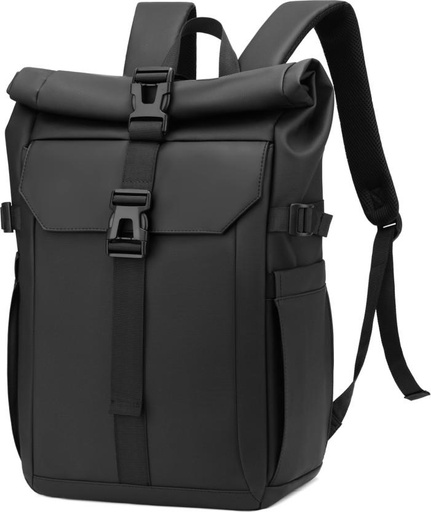 [BPKHF7SG2ZUSSYFW] Clanco 15.6" Black Laptop Rolltop Backpack Laptop Backpack (Black)