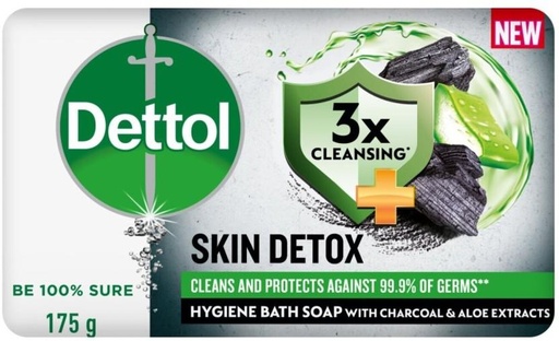 [SOAH9NJEQ8H3ZHS8] Dettol Skin Detox Hygiene Bar Soap Natural Charcoal (175 g)