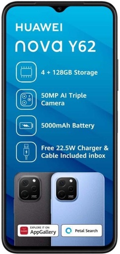 [MOBH4YYAW5RXEPFM] Huawei Nova Y62 (Blue, 128 GB) (4 GB RAM)