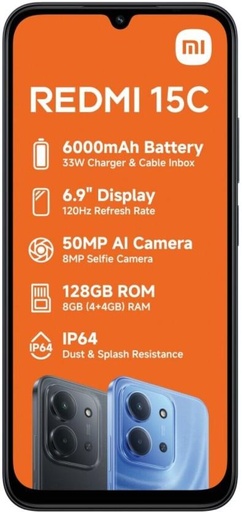[MOBHGY8RRRAZWB4Z] Xiaomi Redmi 15C (Midnight Black, 128 GB) (8 GB RAM)