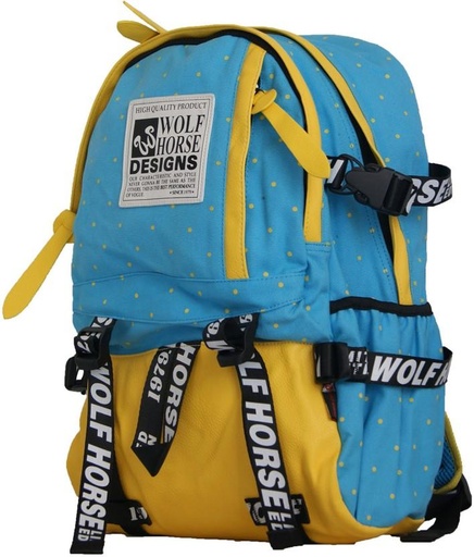 [BPKH5UZSHQS7QWZD] Wolf Horse K-30 Laptop Backpack (Blue, Peach, Red)