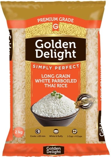 [RICHE4CKME2HYMST] Golden Delight  Thai rice Long Grain Rice (Parboiled) (2 kg)