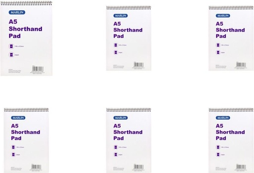 [DNBH9GFE9CMQQZPU] Marlin Top Spiral Short Hand Pad 140 Pages A5 Note Book Feint and Margin (White)